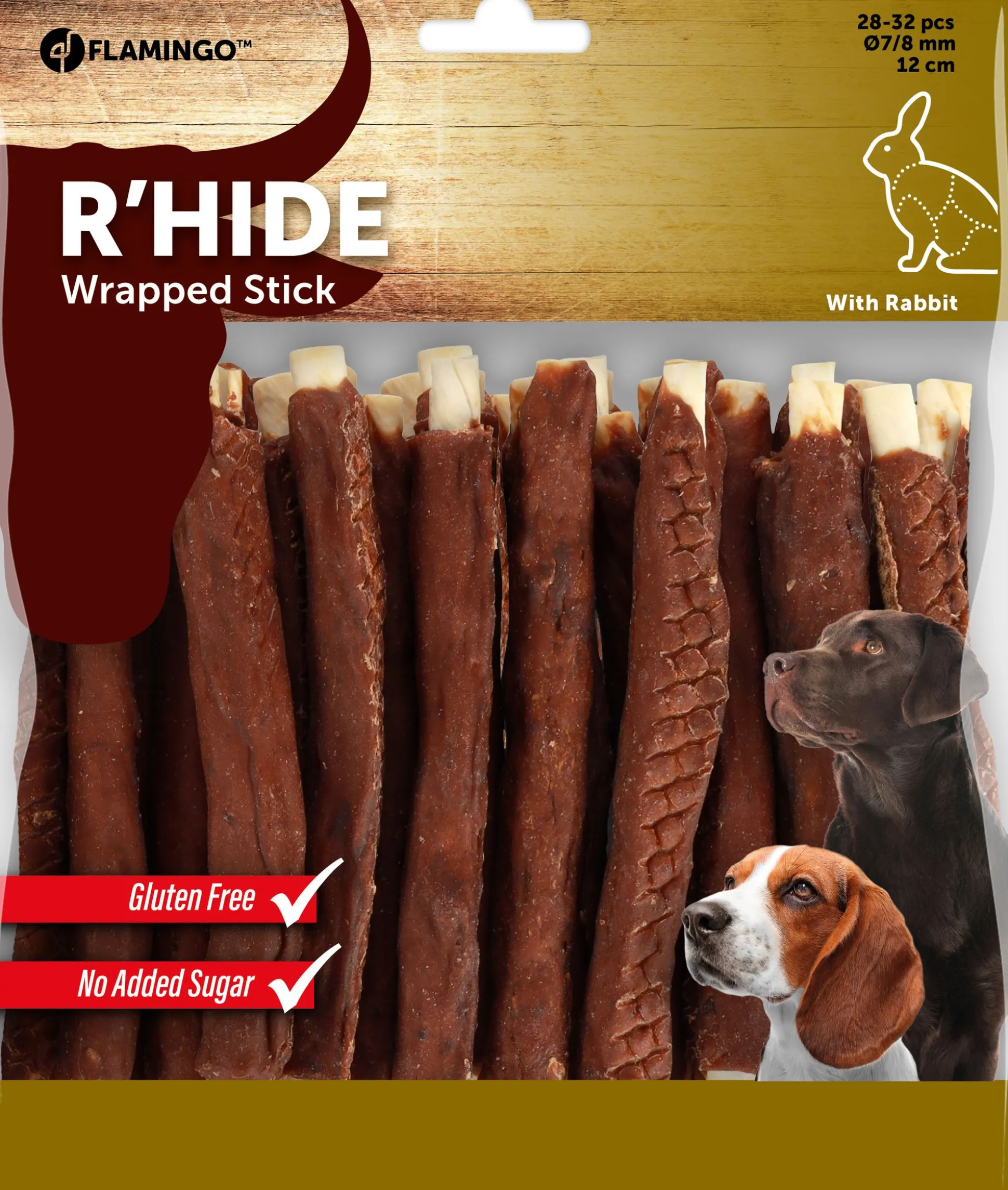 R'hide stokjes omwikkeld met konijn 7/8mm 12cm 28-32st 350gr