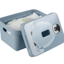 Sigma home deksel pinguïn blauw - opbergbox 5l