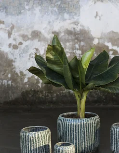 Sixties Pot ribbels blauw grijs d15,5 h14,5