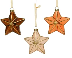 Ster glas transparant met strepen goud