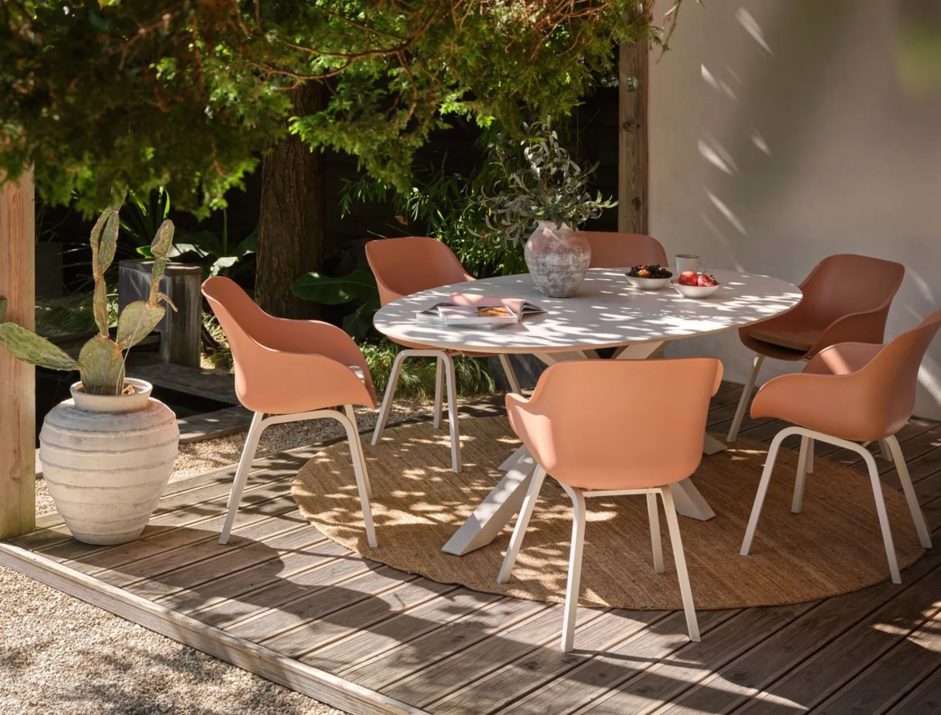 Stoel Le Soleil wit/roze