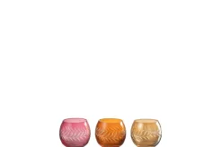 Theelichthouder bladeren rond glas