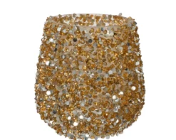 Theelichthouder glas parels