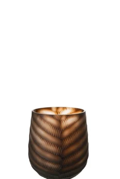 Vaas gekerfd glas bruin small