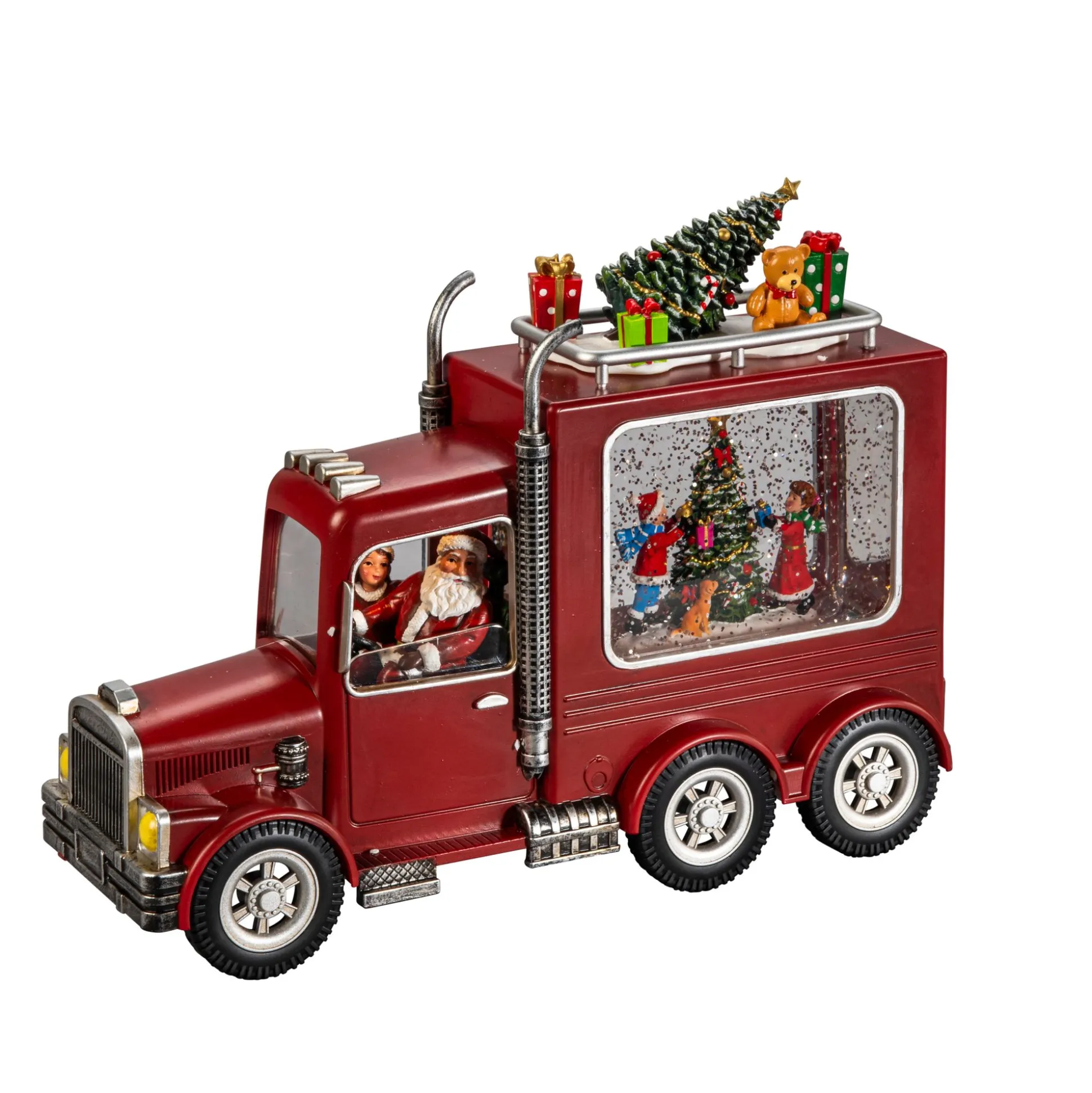 Waterspinner truck met kerstman led warmwit voor binnen