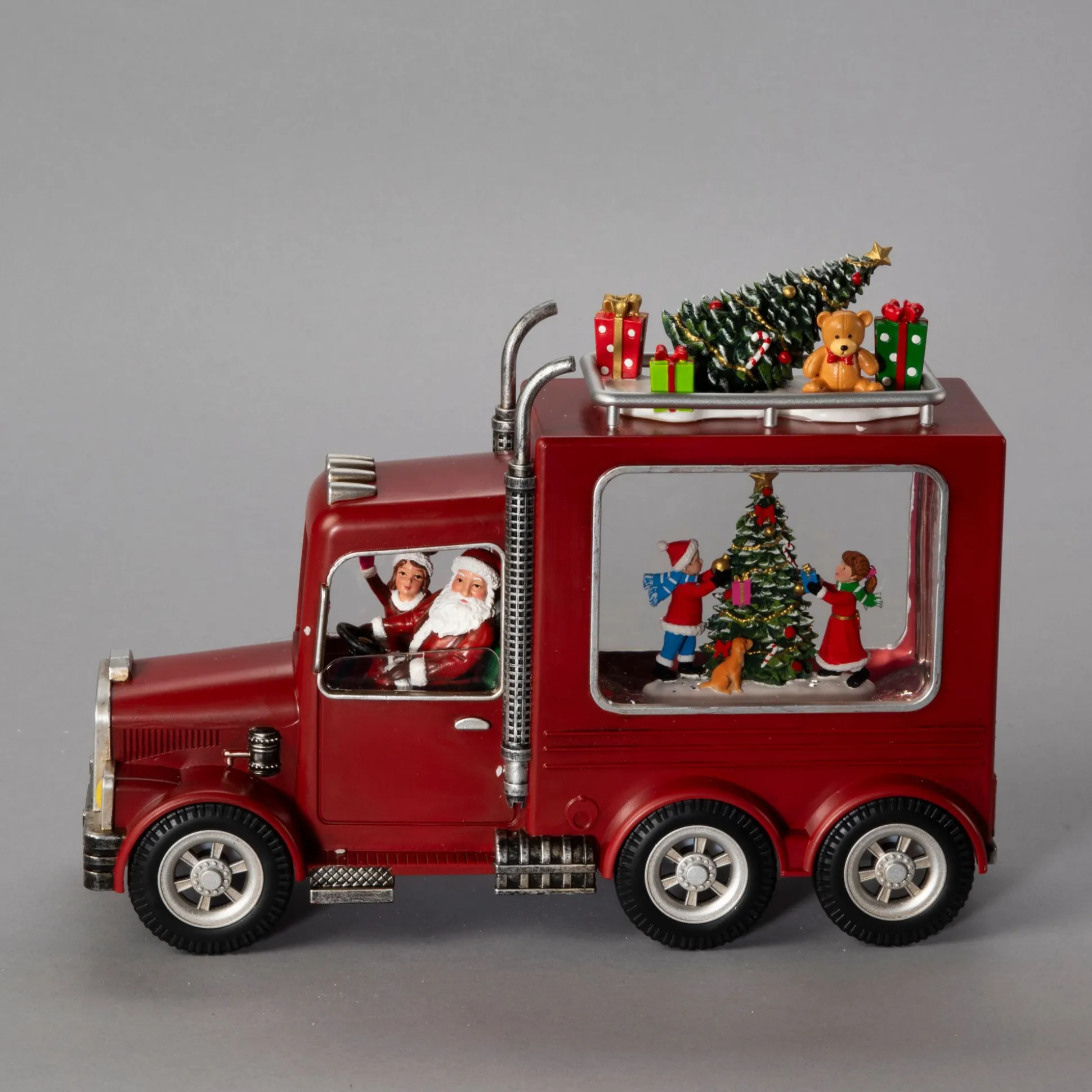 Waterspinner truck met kerstman led warmwit voor binnen