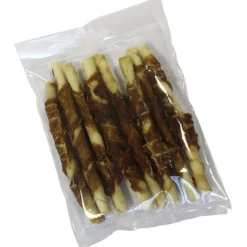 Witte buffelhuid rollstick 13cm met eend 8-pack