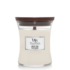 Woodwick Geurkaars white teak medium